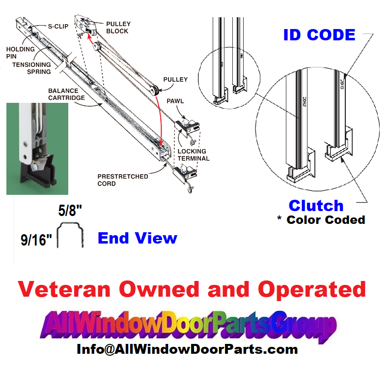 Caradco Double Hung Window Balances 46" to 48" BiltBest Window Parts